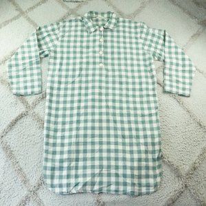 J.Crew Pop Over Dress Womens Large Plaid Green White